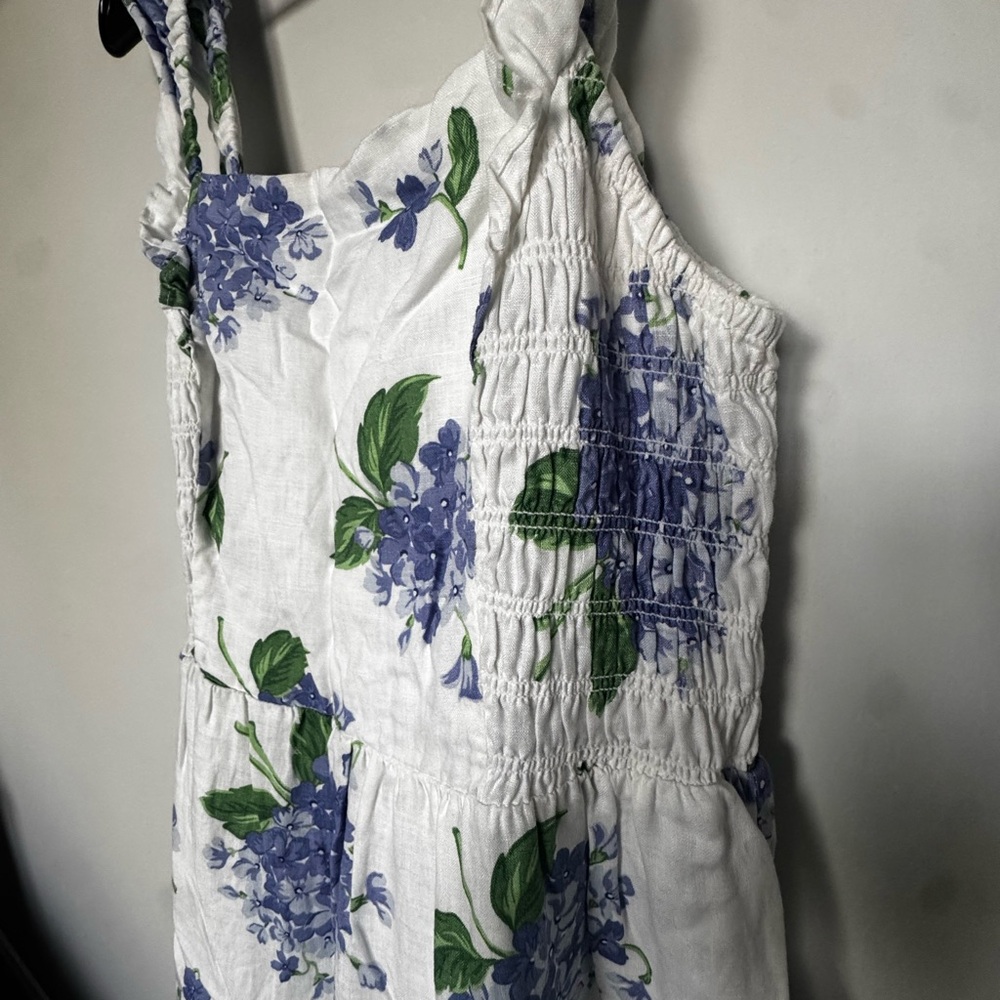 Draper James Carrie Midi Dress in Linen Hydrangea Floral - Picture 2 of 4
